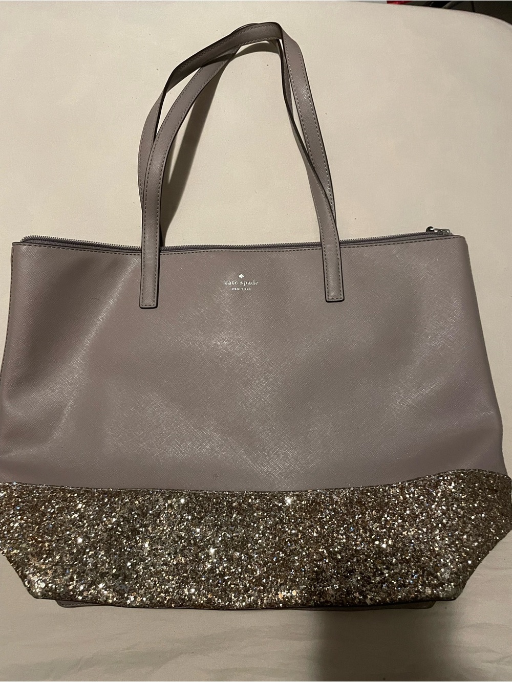 Kate Spade Taupe Tote with Gold Glitter Accent